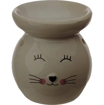 Aroma lampa Aromalampa keramická SPÍCÍ KOČKA 10 cm - Barva: Bílá