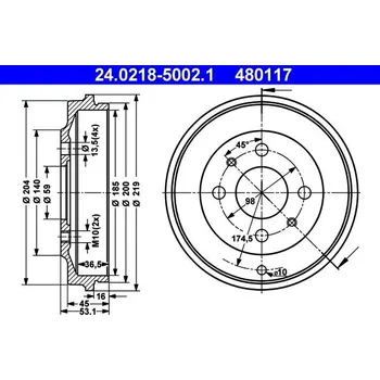 Brzdový buben Brzdový buben ATE 24.0218-5002.1