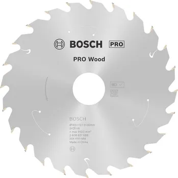 Pilový kotouč Bosch Pilový kotouč PRO Wood cordless pro akumulátorovou okružní pilu, 165 × 1,5 × 30 mm, T24 2608837688