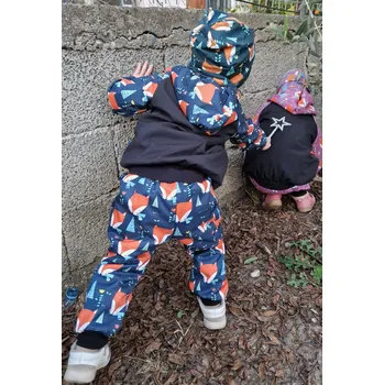 Chlapecké kalhoty Yháček Softshellové kalhoty s beránkem Yháček, Liščí hlavy na petrolejové Velikost: 74