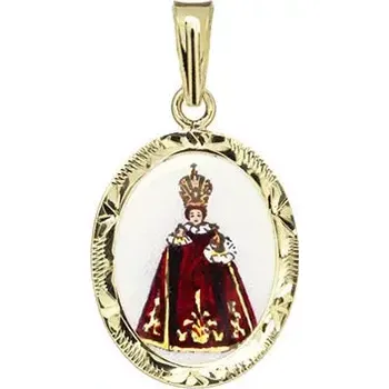 Přívěsek Aljančič Medailka Pražského Jezulátka purpurové šaty 111R-violet zlato