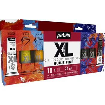 Olejová barva Pébéo Studio XL sada olej 10x20 ml+štětec