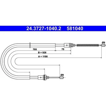 Brzdový systém Tažné lanko, parkovací brzda ATE 24.3727-1040.2
