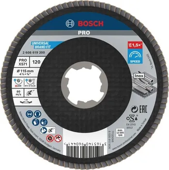 Brusný kotouč Bosch Lamelový brusný kotouč PRO X571, lomené provedení, 115 mm, G120, X-Lock 2608619200