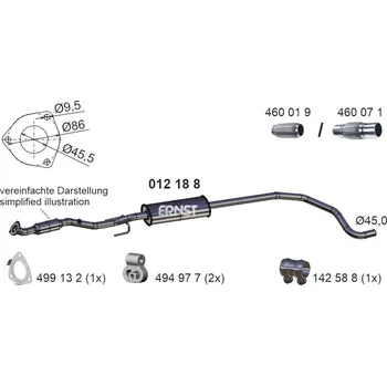 Tlumič výfuku Střední tlumič výfuku ERNST 012188