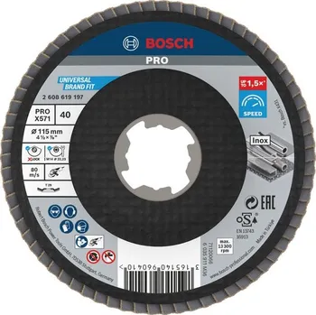 Brusný kotouč Bosch Lamelový brusný kotouč PRO X571, lomené provedení, 115 mm, G40, X-Lock 2608619197