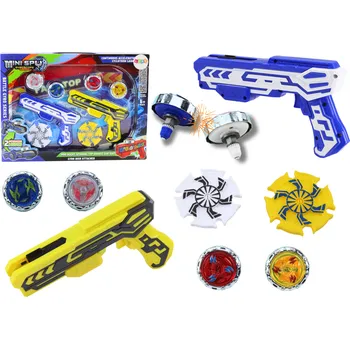 Dětská zbraň Mamido Sada pistolí s vystřelovačem 4 kovové kotouče modré žluté se světly