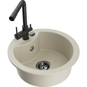 Granitový dřez MEXEN/S - Diego granitový dřez 1-miska včetně baterie Duero, béžová 6512-69-671600-70