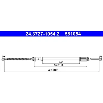 Brzdový systém Tažné lanko, parkovací brzda ATE 24.3727-1054.2
