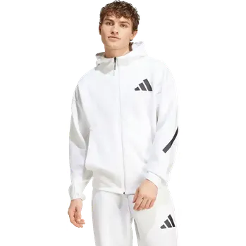 Pánská softshellová bunda Pánská sportovní bunda s kapucí Adidas Z.N.E. Full-Zip bílá
