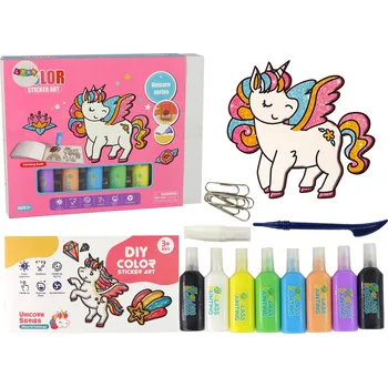 kreativní sada LEAN Toys Sada barviček na sklo s předlohou - jednorožec