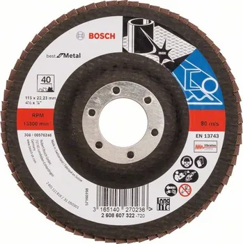 Brusný kotouč Bosch Lamelový brusný kotouč PRO X571, rovné provedení, 115 mm, G40 2608607322