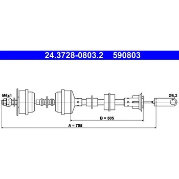 Spojkové lanko Tažné lanko, ovládání spojky ATE 24.3728-0803.2