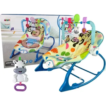 LEAN Toys Dětské vibrační houpátko Seat 2v1 Zebra Blue