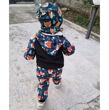 Chlapecká bunda Yháček Softshellová bunda s beránkem Yháček, Liščí hlavy na petrolejové Velikost: 122