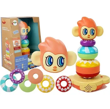 plyšák LEAN Toys Vzdělávací opičí pyramida se zvuky
