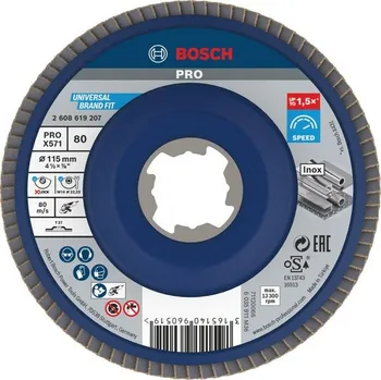 Brusný kotouč Bosch Lamelový brusný kotouč PRO X571, rovné provedení, 115 mm, G80, X-Lock 2608619207