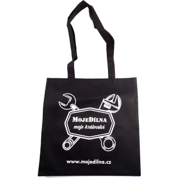 Auto-moto MDtools Taška textilní s uchem, netkaná textílie, černá "MojeDílna moje království" (MojeDílna.cz)