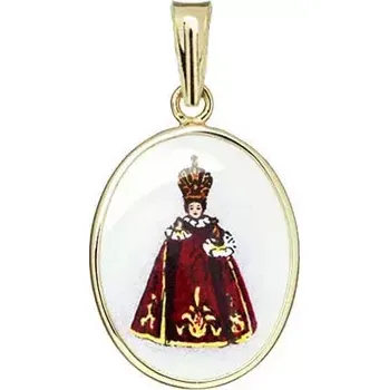 Přívěsek Aljančič Pražské Jezulátko madonka karmínové šaty 111H-crimson zlato