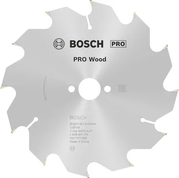 Pilový kotouč Bosch Pilový kotouč PRO Wood pro okružní pilu, 160 × 1,8 × 20 mm, T12 2608641170