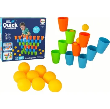 Desková hra LEAN Toys Smyslové hrací kelímky 3v1 44 kusů