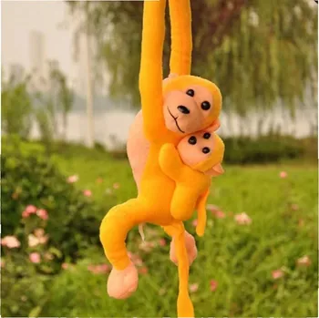 plyšák LEAN Toys Plyšová opice s miminkem žlutá 90 cm