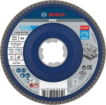 Brusný kotouč Bosch Lamelový brusný kotouč PRO X571, lomené provedení, 115 mm, G60, X-Lock 2608621764
