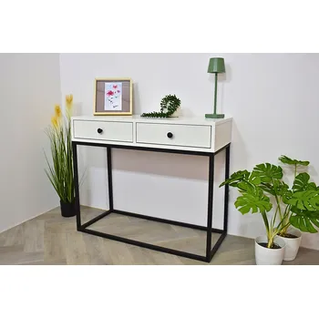 Toaletní stolek Toaletní Stolek - konzolový stolek černý rám + bílé zásuvky - model III