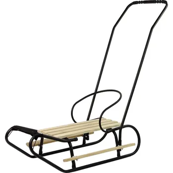 Boby LEAN Toys Kovové sáně s opěrkou a madlem černé