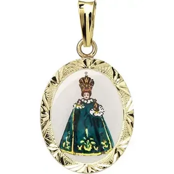 Přívěsek Aljančič Medailon Pražského Jezulátka zelené šaty 111R-green zlato