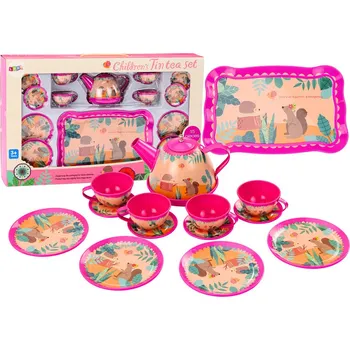 Hračka LEAN Toys Kávový set zdobený lesními zvířátky 15 ks