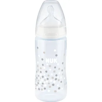 Kojenecká láhev Nuk Láhev indikátor teploty, latexová savička, 0-6m - bílá