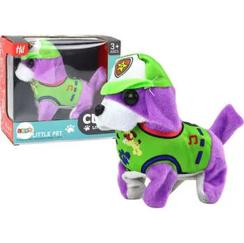 plyšák LEAN Toys Interaktivní plyšové štěně v zeleném oblečku