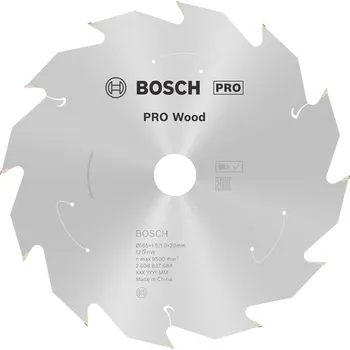 Pilový kotouč Bosch Pilový kotouč PRO Wood cordless pro akumulátorovou okružní pilu, 165 × 1,5 × 20 mm, T12 2608837684