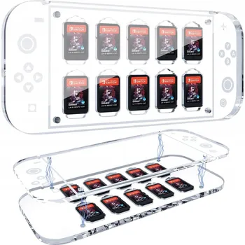 Herní konzole POUZDRO ORGANIZÉR NA KARTY Nintendo Switch OLED MICRO SD PRŮHLEDNÉ MAGNET