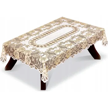 ubrus Žakárový ubrus vzor 20260 130x180 cm obdélník, krémová / zlatá barva, silná příze