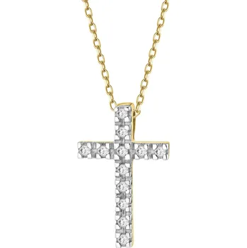 Přívěsek Zlatý přívěsek s diamanty - kříž - 0,03 ct - ryzost 585 - 101.355