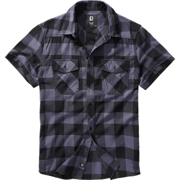 Pánská košile Košile Checkshirt Halfsleeve černá | šedá 6XL