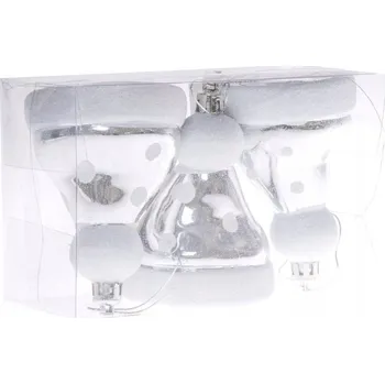 Vánoční dekorace Stříbrné vánoční Vánoční Baňky - Čepice Santa Clause - 3 ks 8 cm - Vánoce