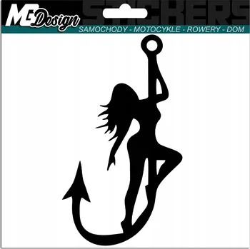 Samolepicí dekorace na vozidlo NÁLEPKA Grafika na auto rybář RYBÁŘ Rybaření ŽENA Rybaření 15x8,5