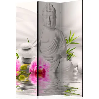Paraván Paraván - Buddha a orchideje Velikost: 135x172 cm, Provedení: Jednostranný