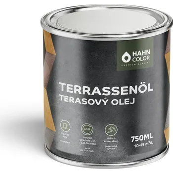 barva a nátěr na dřevo Hahn Color TERASOVÝ OLEJ TO-12 Eben - Ebenholz Velikost balení: 0,75L + dárek k objednávce nad 1000Kč