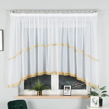 Goldensun Hotová voálová záclona s páskem se zirkony (ZFLA)