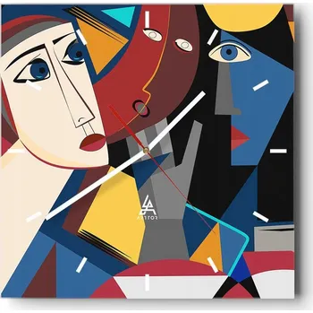 Hodiny Velké nástěnné hodiny na zeď 40x40 Lidé Skleněné hodiny Čtvercové Tiché