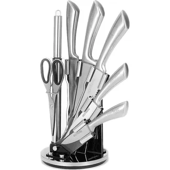 Kuchyňský nůž 8dílná sada nožů s otočným stojánkem BestBerg BBK-8SI / stříbrná
