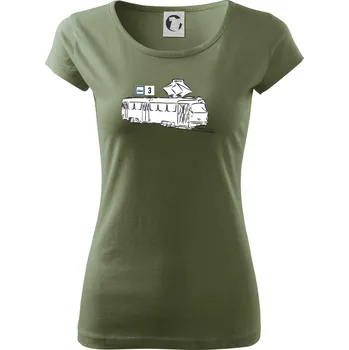 Dámské tričko Tramvaj číslo 3 - Dámské triko Pure - S ( Khaki )