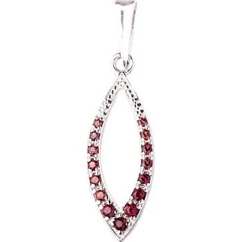 Přívěsek granát - stříbrný přívěsek - lístek (1303) povrchová úprava: zlacené