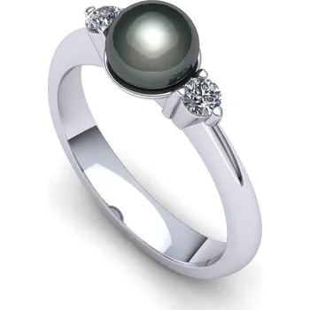 Prsten Prsten s černou perlou a brilianty PP21004 Materiál: Červené zlato 14kt