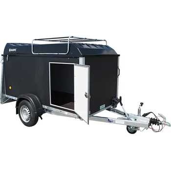 Brzděný skříňový přívěs AVZ 26 O 1300kg 2500x1240x1200mm se zadní výklopnou rampou