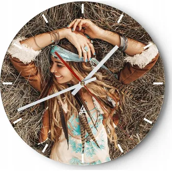 Hodiny Velké nástěnné hodiny 40x40 Boho Skleněné hodiny Kulatý Tiché
